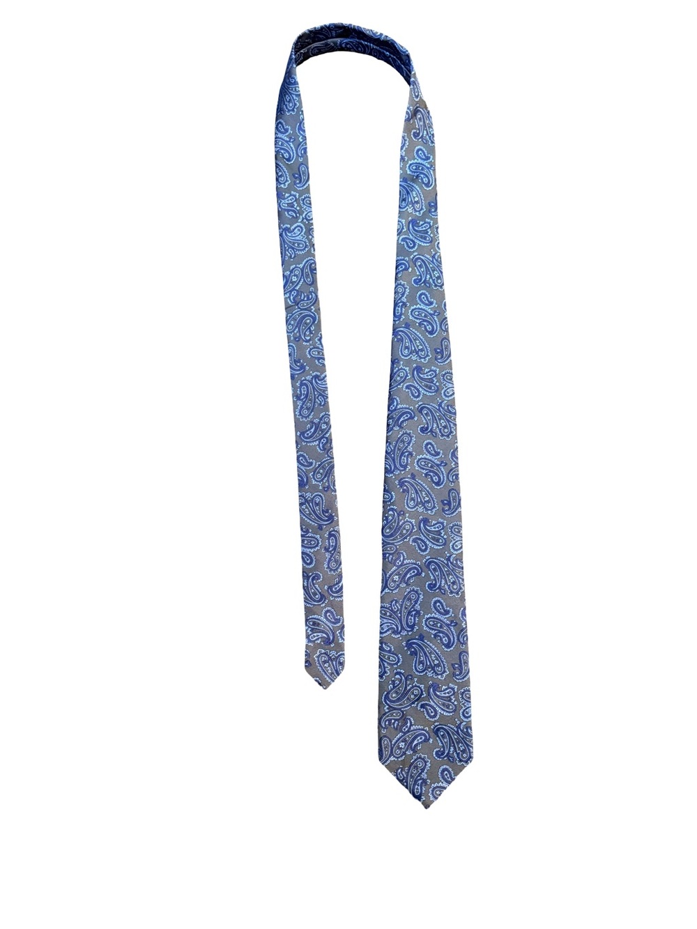 BROOKS BROTHERS Men's Classic blue - gray paisley neck tie NWT - Picture 4 of 5